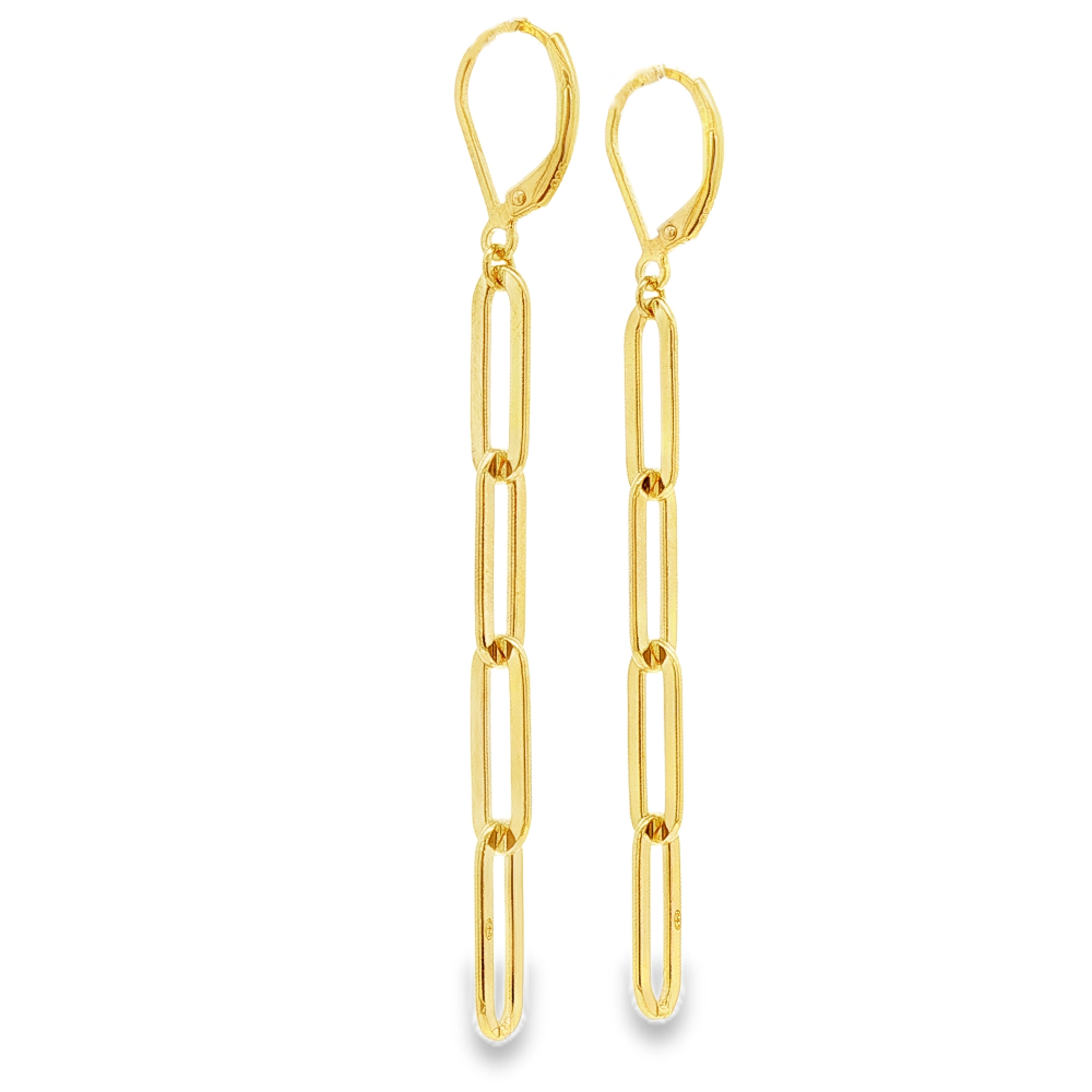 Gold-Plated Sterling Silver 14mm Paperclip Link Dangle Earrings