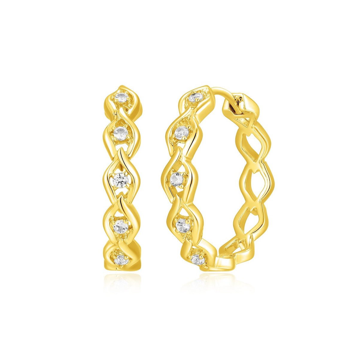 GP "Windsor" White Sapphire 20mm Interwined Hoop Earrings