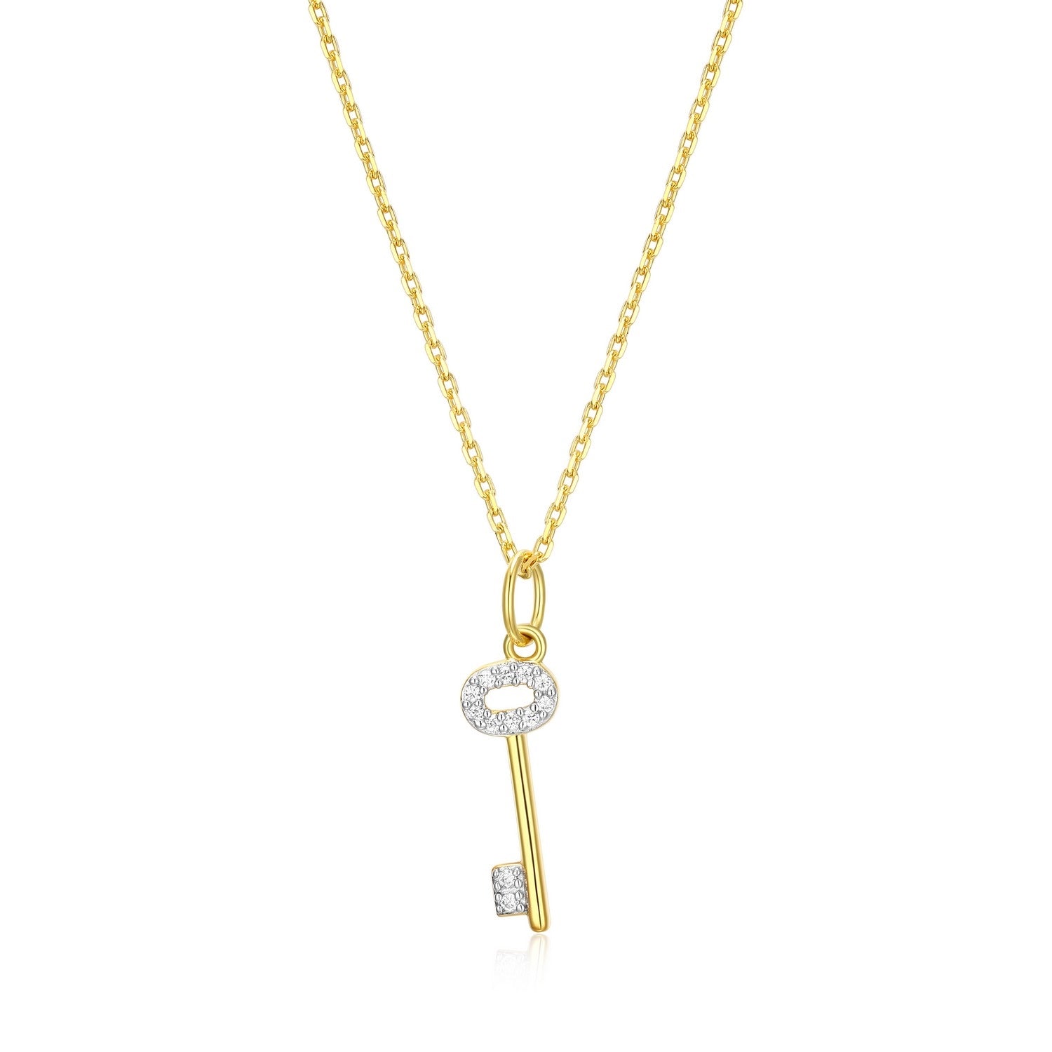 18k Gold-Plated Sterling Silver Lab-Created Diamond Key Necklace