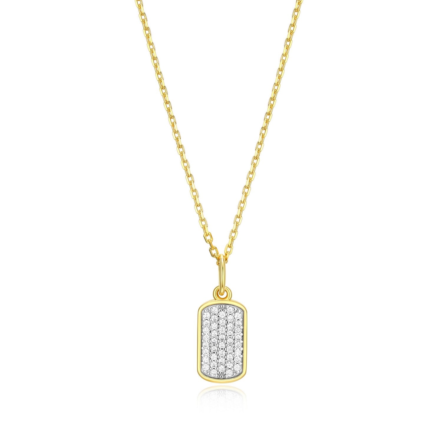 18k Gold-Plated Sterling Silver Lab-Created Diamond Tag Necklace