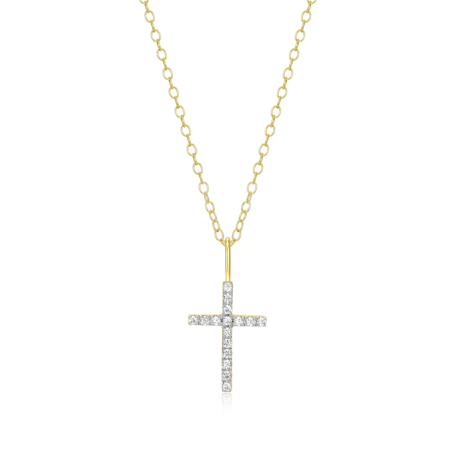 "M" Lab-Created Diamond Two-Tone Cross Necklace