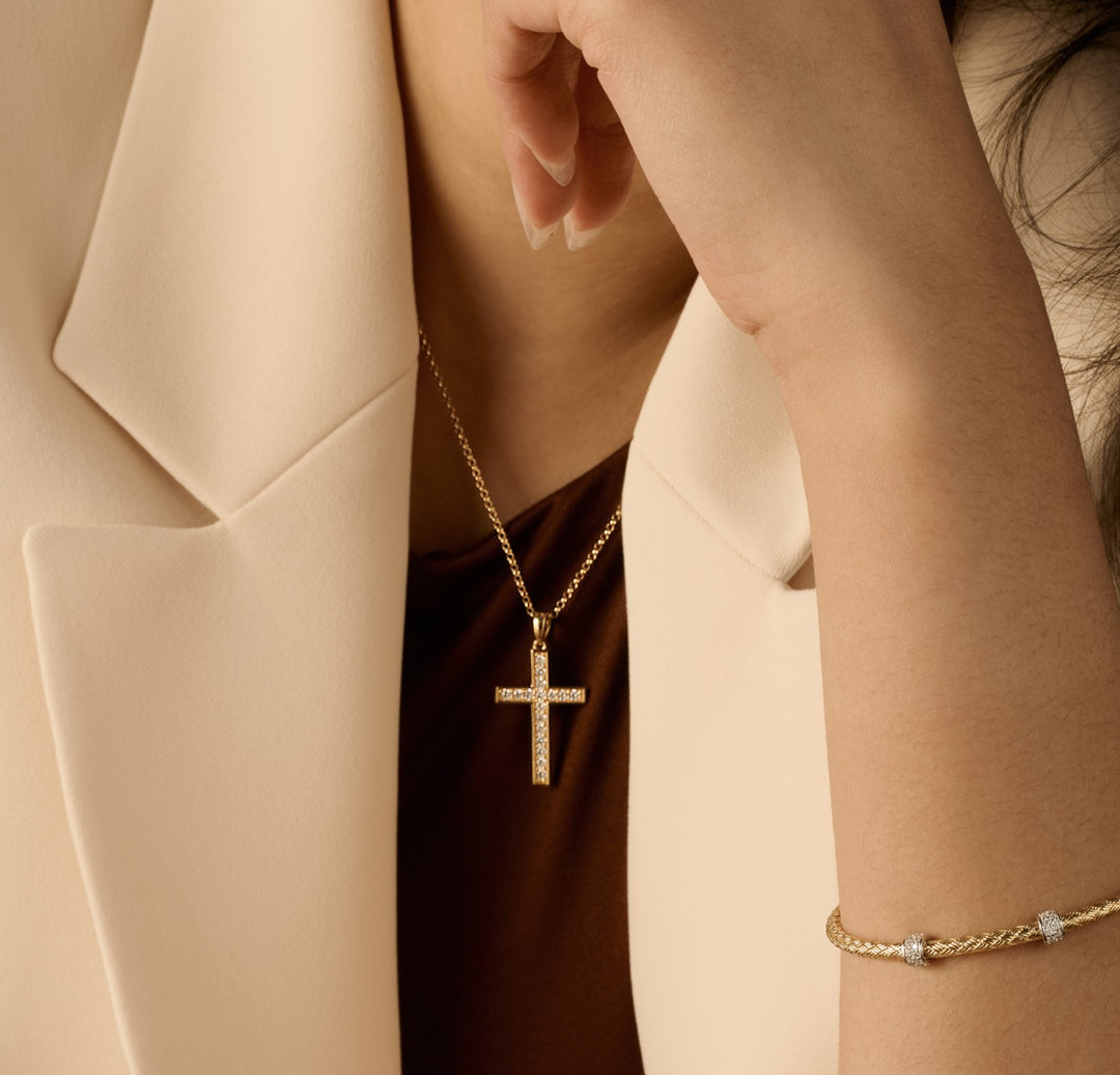 Gleam Cross Pendant in Gold-Plated Sterling Silver by Charles Garnier