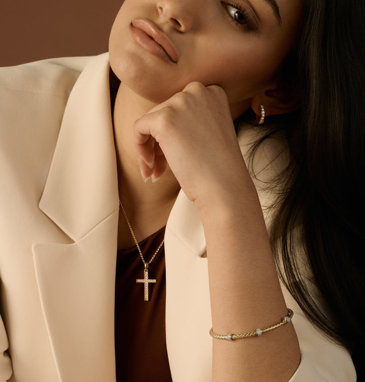 Gleam Cross Pendant in Gold-Plated Sterling Silver by Charles Garnier