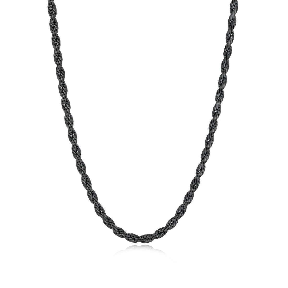 4mm Rope Chain in Matte Black, 22"
