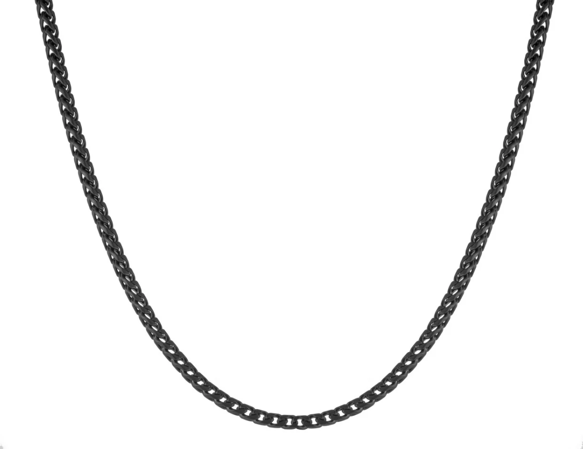 3.5mm Franco Link Chain in Matte Black, 22"