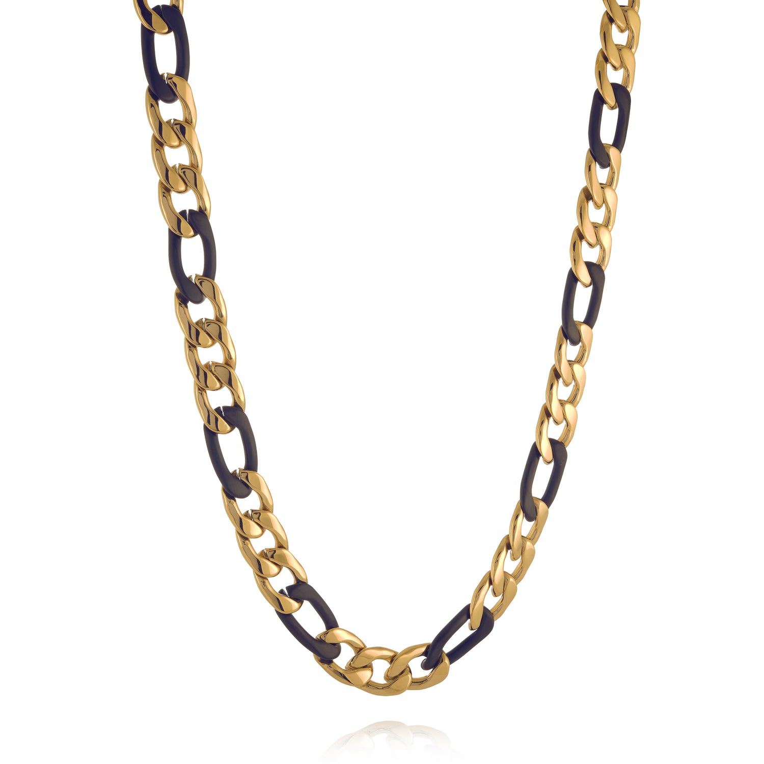 Italgem Steel Black & Gold Figaro Chain, 24"
