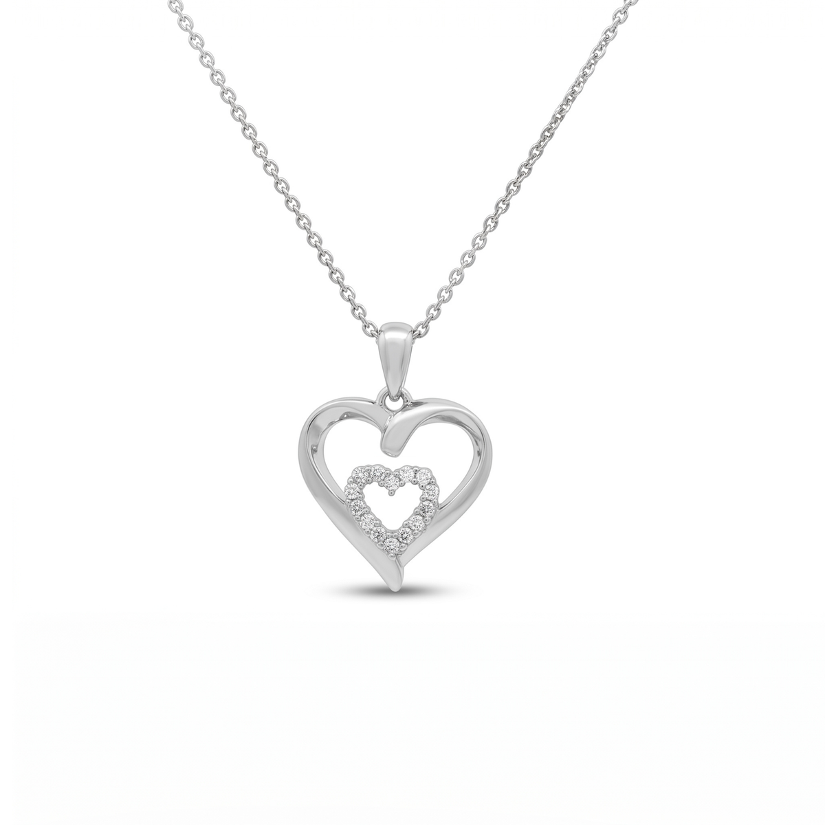 Double Heart Pendant with Cubic Zircona