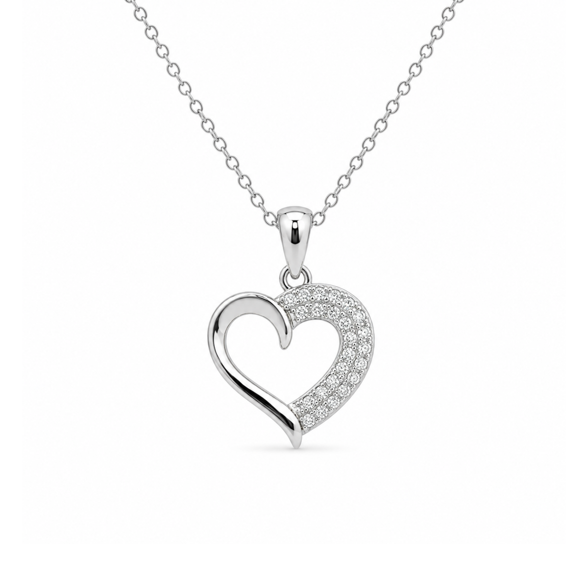 Pavé Set Cubic Zirconia Heart Pendant