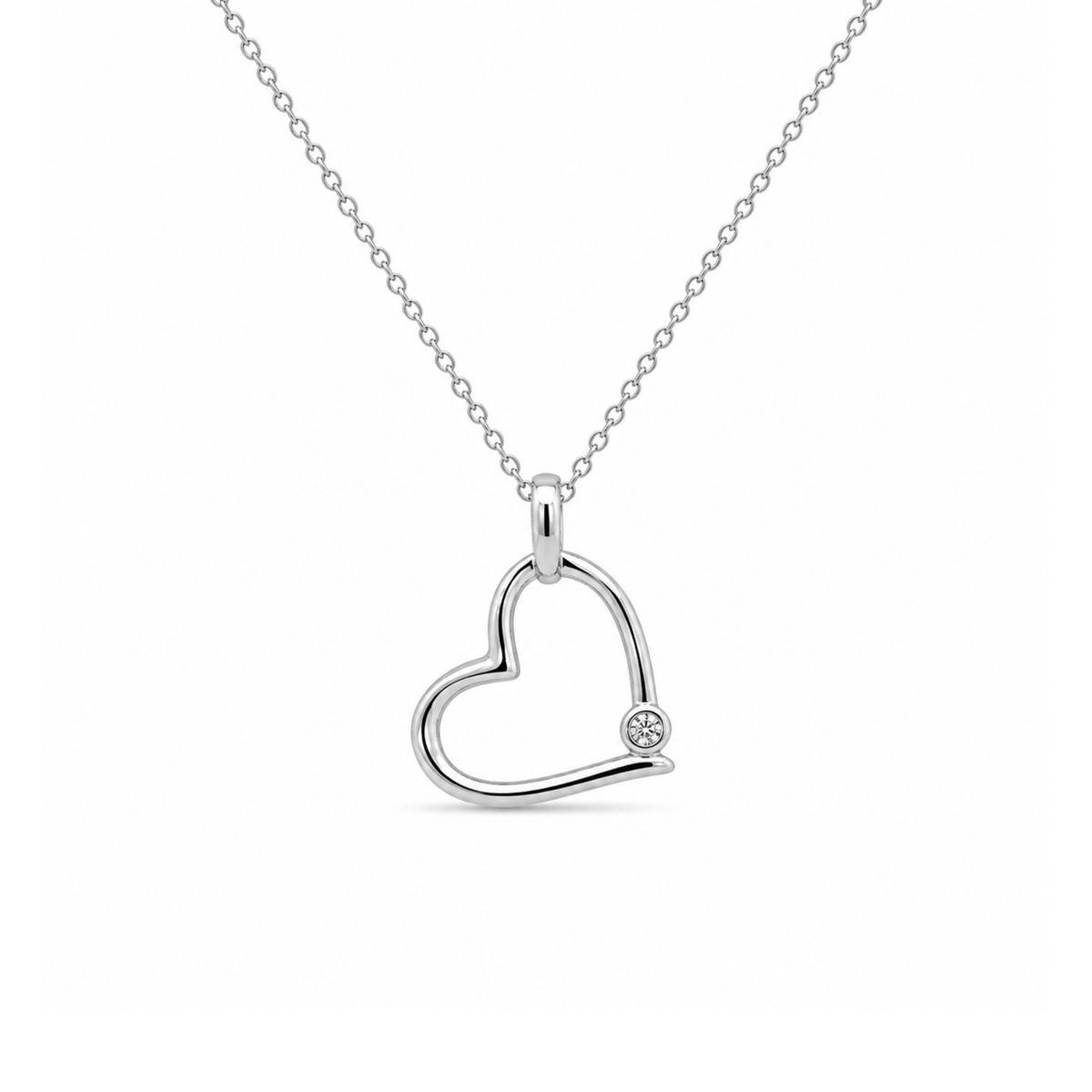 Bezel Set Cubic Zirconia Heart Pendant