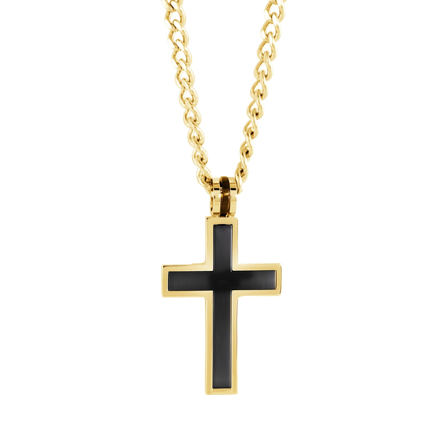 Gold & Black Plated Cross Necklace