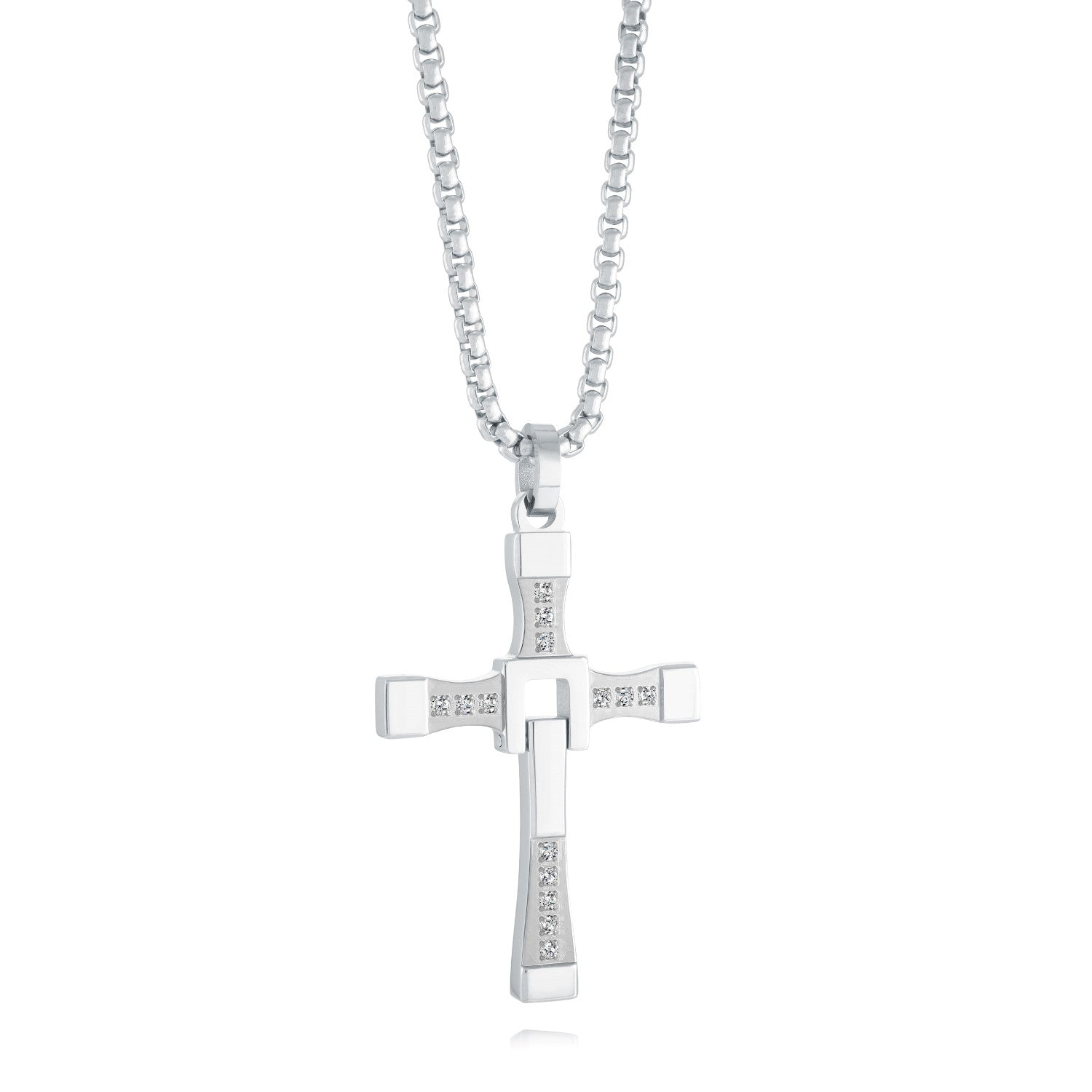 FINAL SALE - Italgem Steel CZ Cross Pendant
