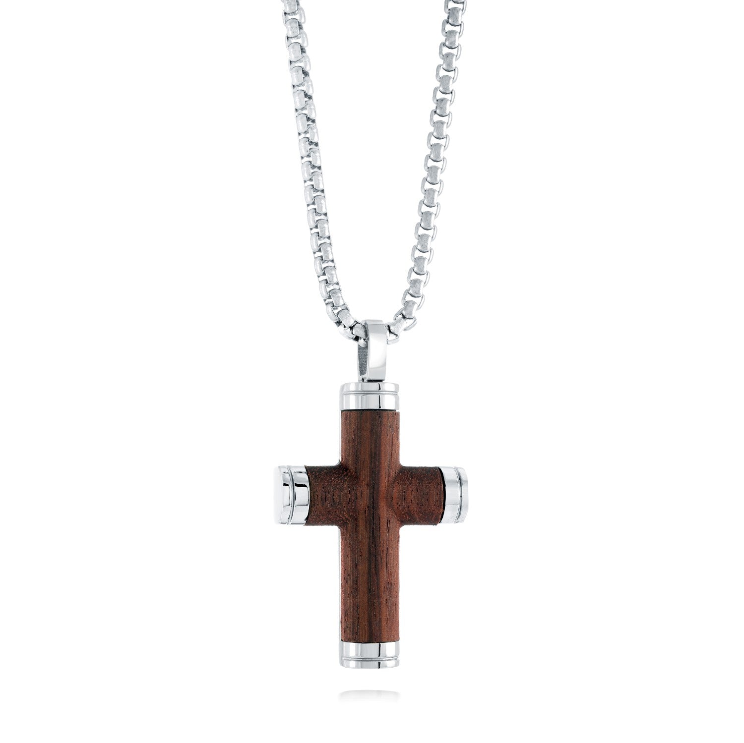 Italgem Steel Wood Cross Pendant