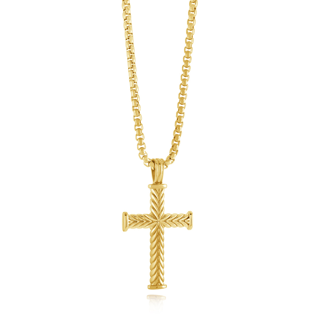 Gold 35MM Chevron Cross Pendant