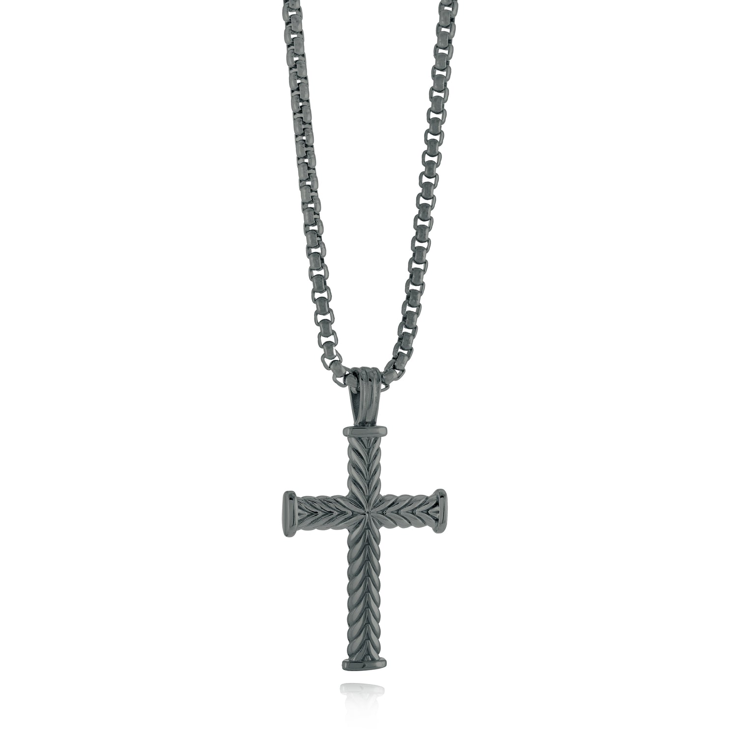 Black 35MM Chevron Cross Pendant