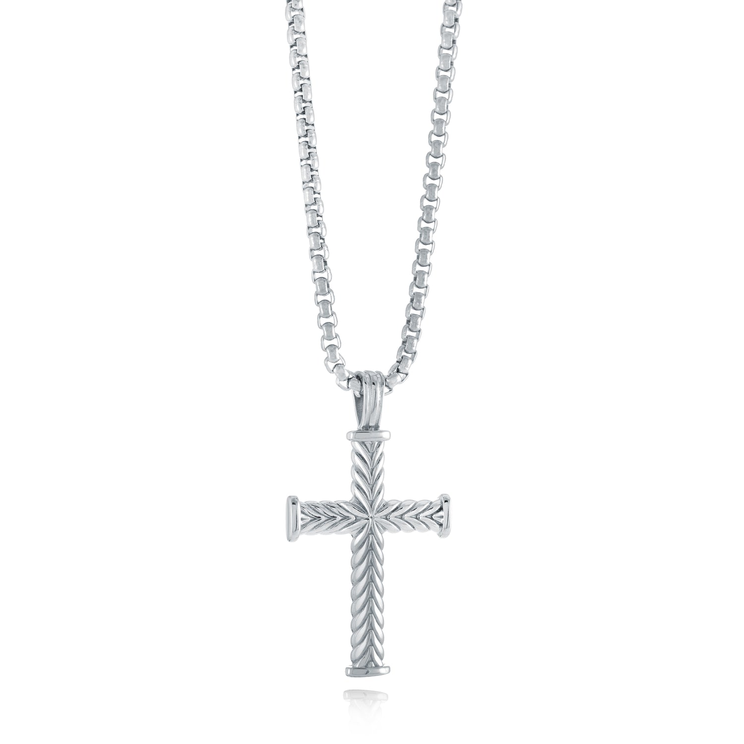 Italgem Polished Stainless Steel Chevron Cross Pendant