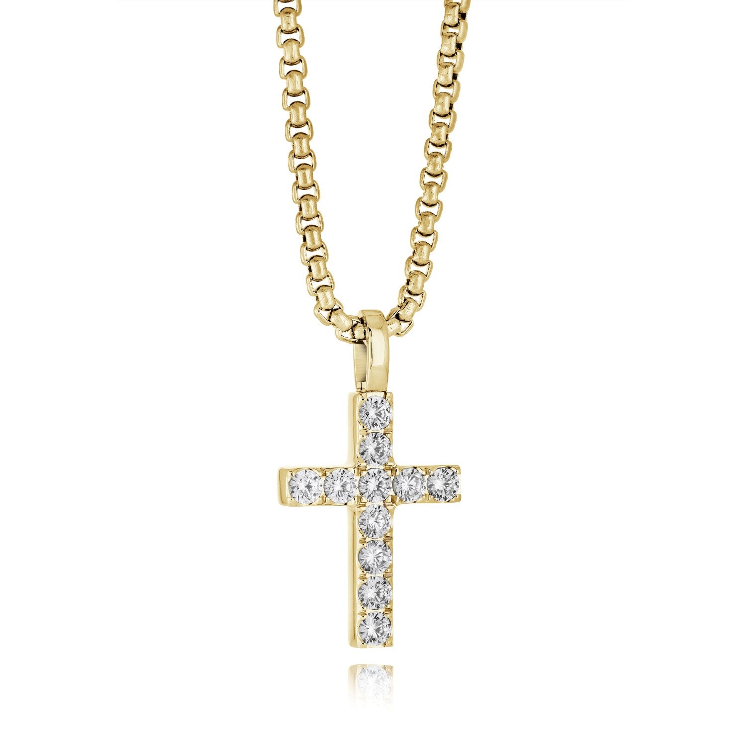 Italgem Steel CZ Gold IP Cross