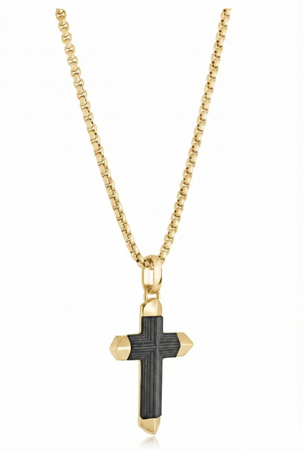 GP & Black 30MM Cross Pendant