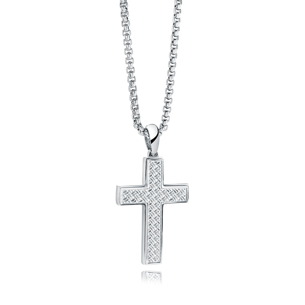 Italgem Stainless Steel Weave Pattern Cross Pendant Necklace
