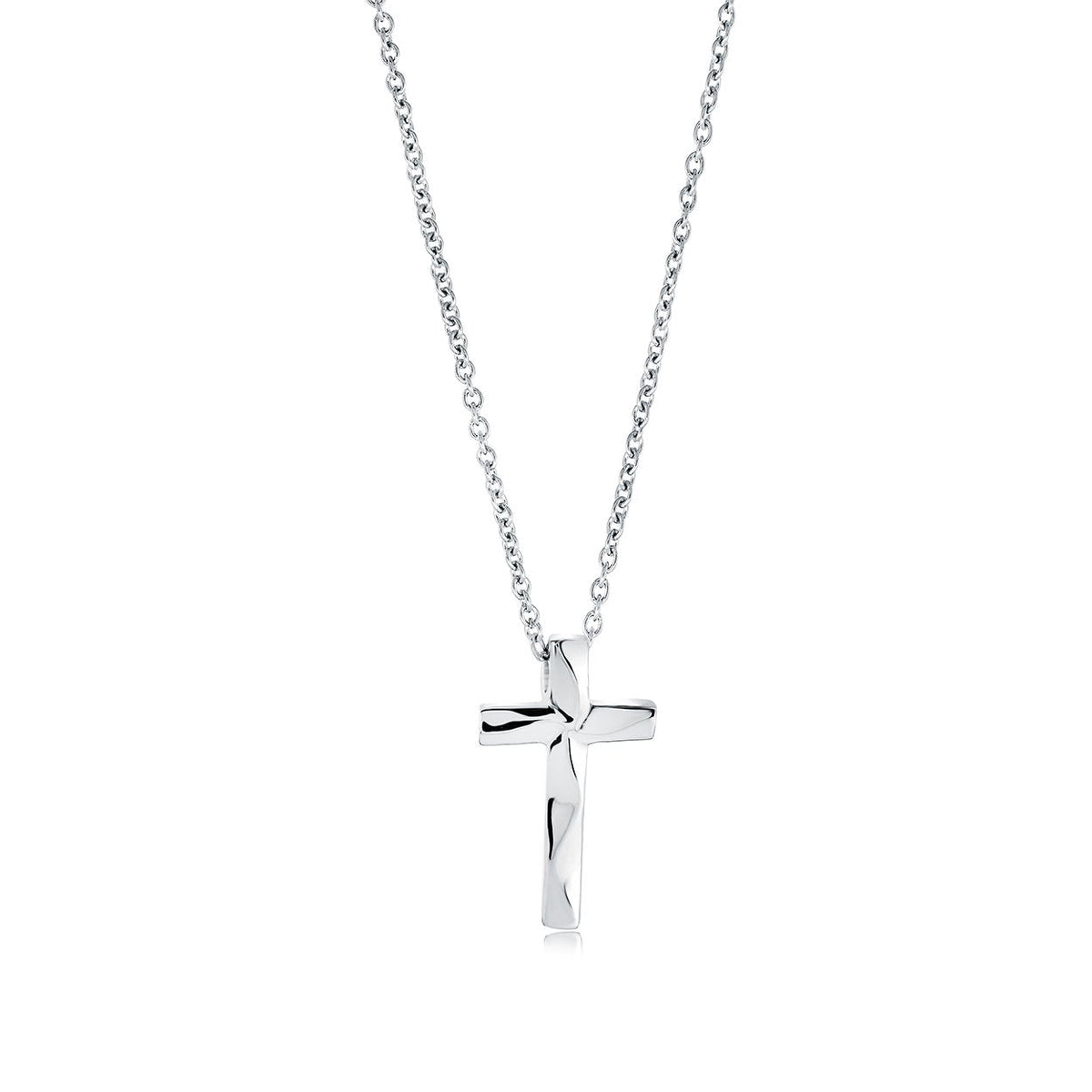 Stainless Steel Wave-Pattern Mini Cross Pendant Necklace