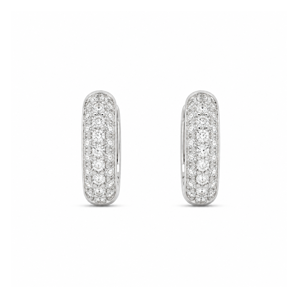 Three Row Cubic Zurconia Huggie Hoop Earrings