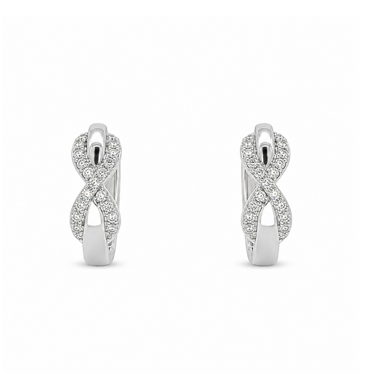 Infinity Symbol Huggie Hoop Earrings, Sterling Silver