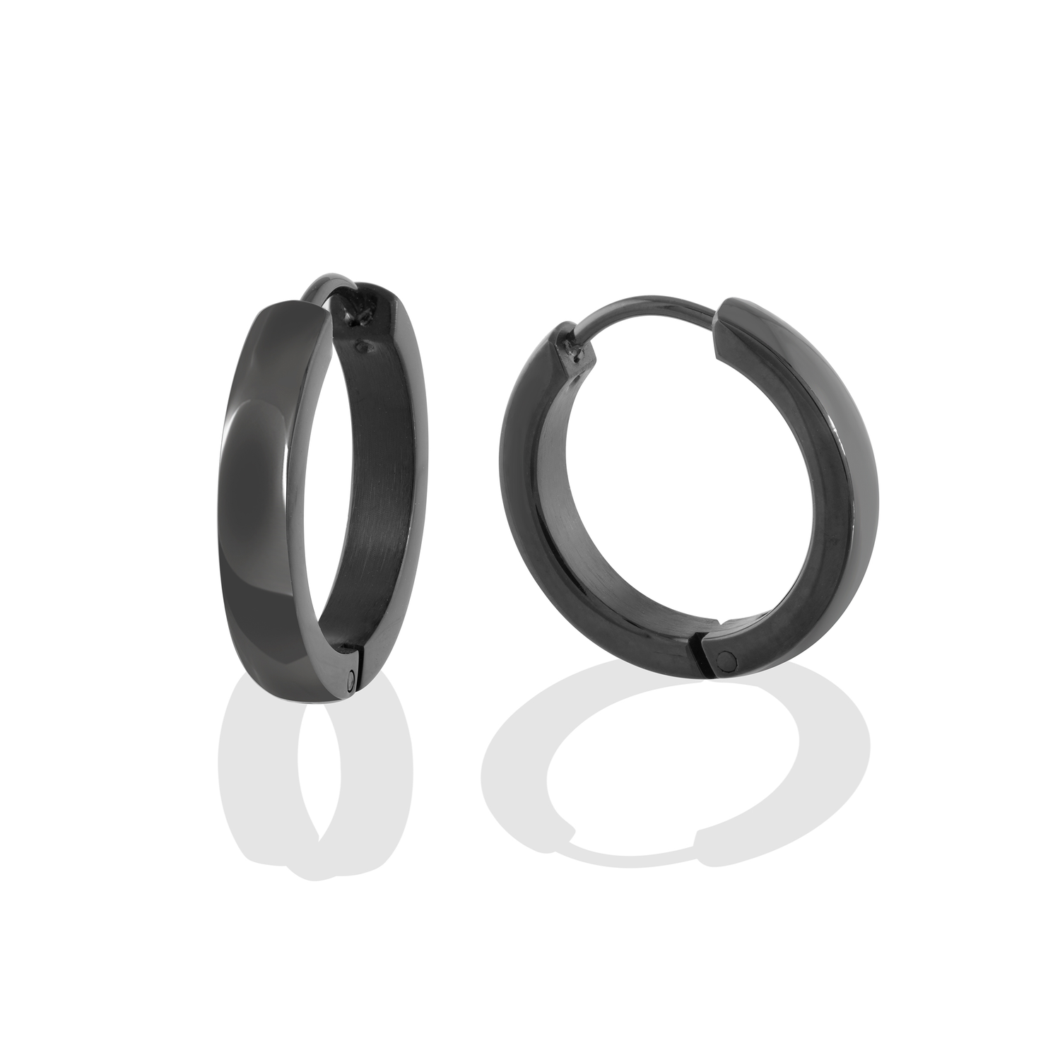 Italgem Steel Black IP Huggie Hoop Earrings