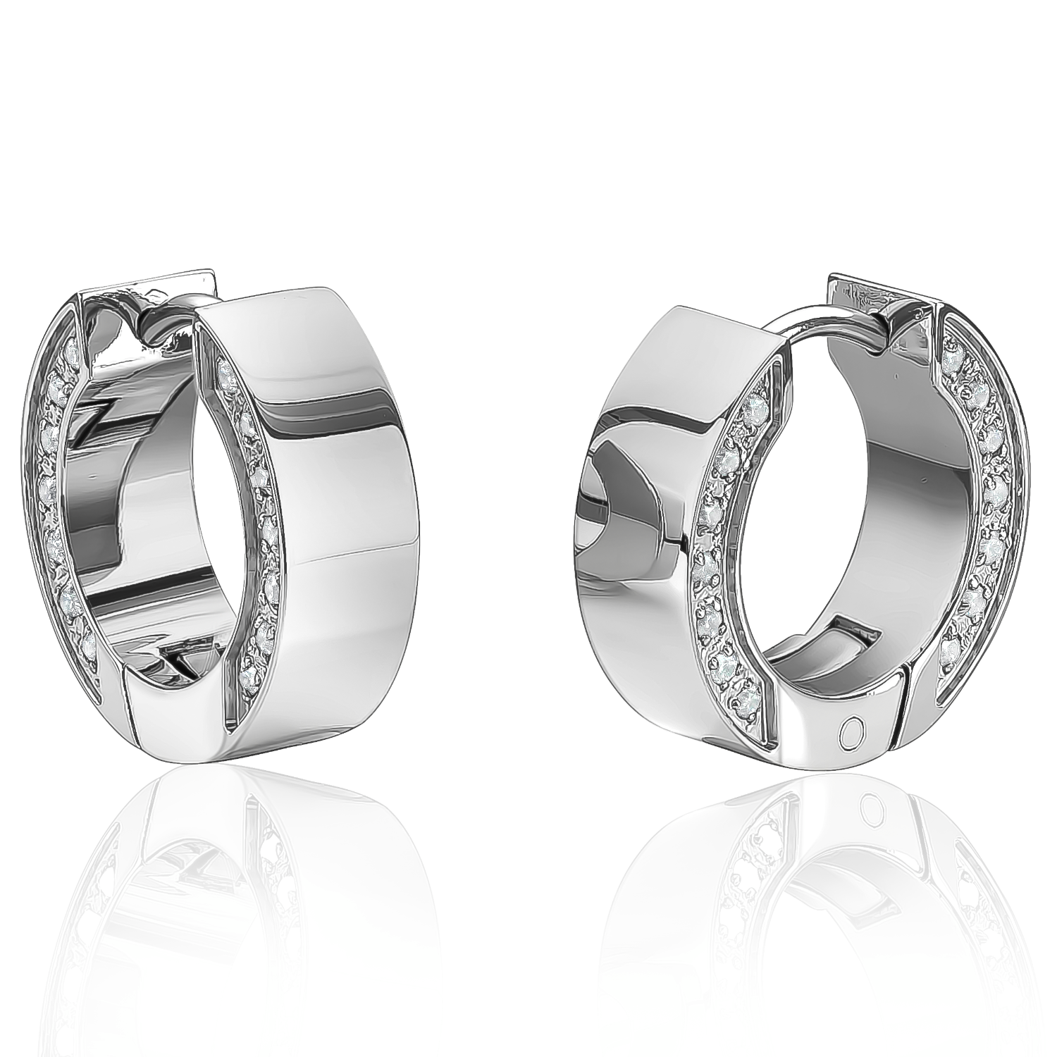 Italgem Steel CZ Huggie Earrings