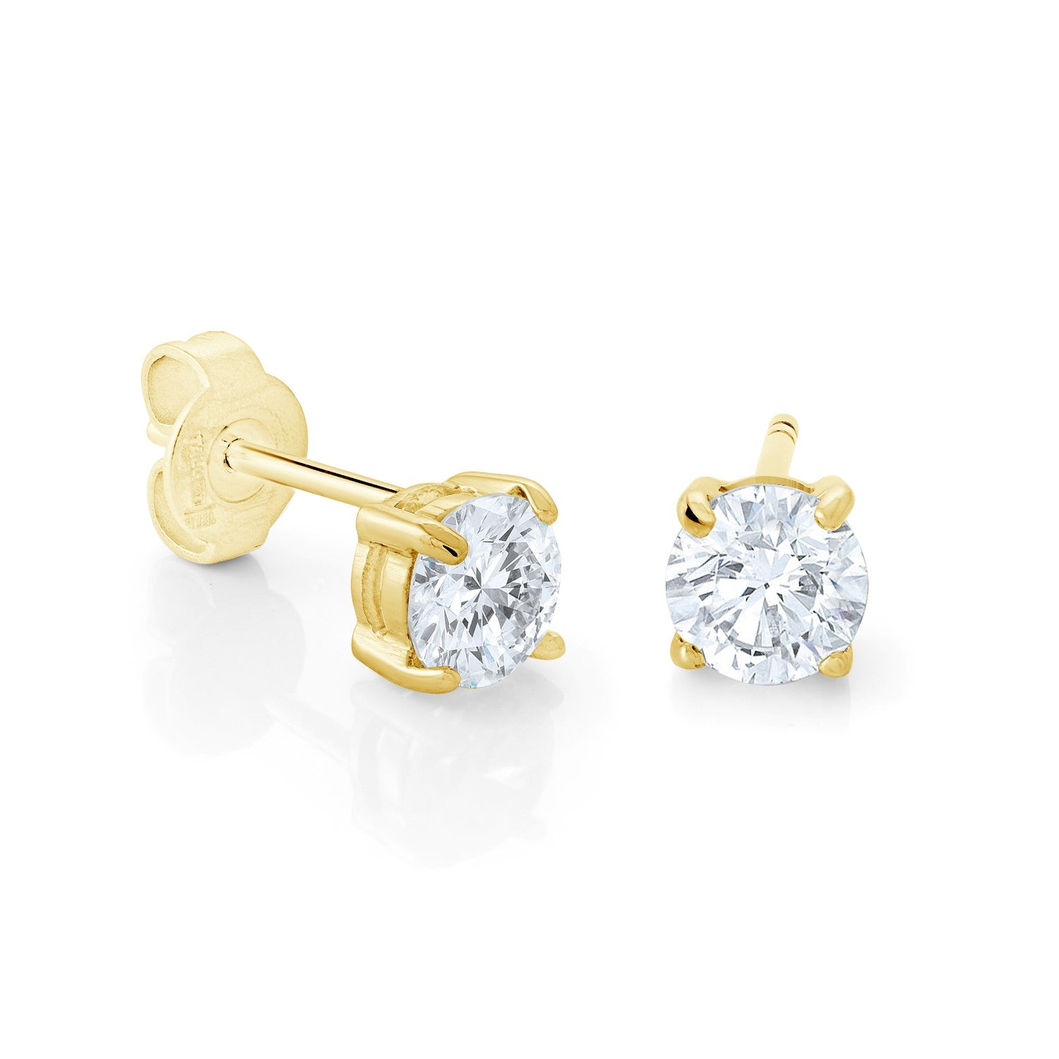 Italgem Gold IP Stainless Steel 5mm Cubic Zirconia Stud Earrings