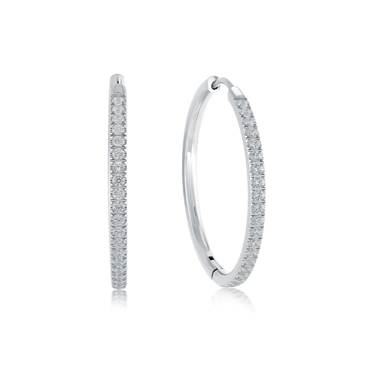Stainless Steel Large Eternity CZ Hoop Earrings (29.5mm x 2.2mm)