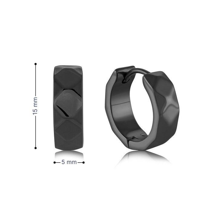 Black IP Faceted Huggie Hoop Earrings