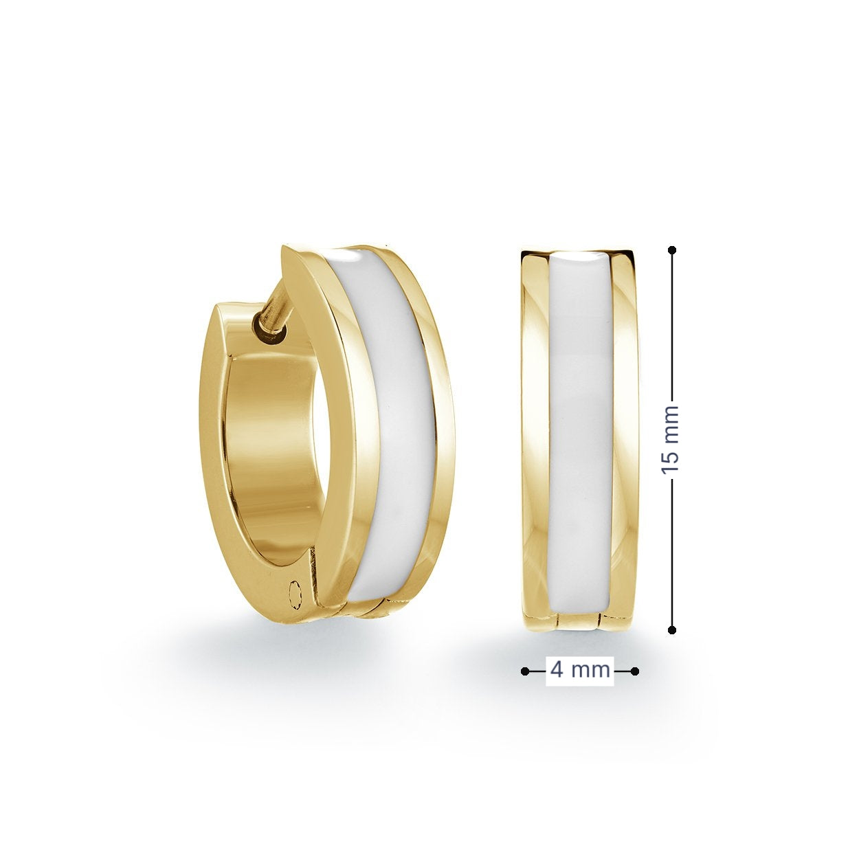White Enamel & GP Huggie Hoop Earrings