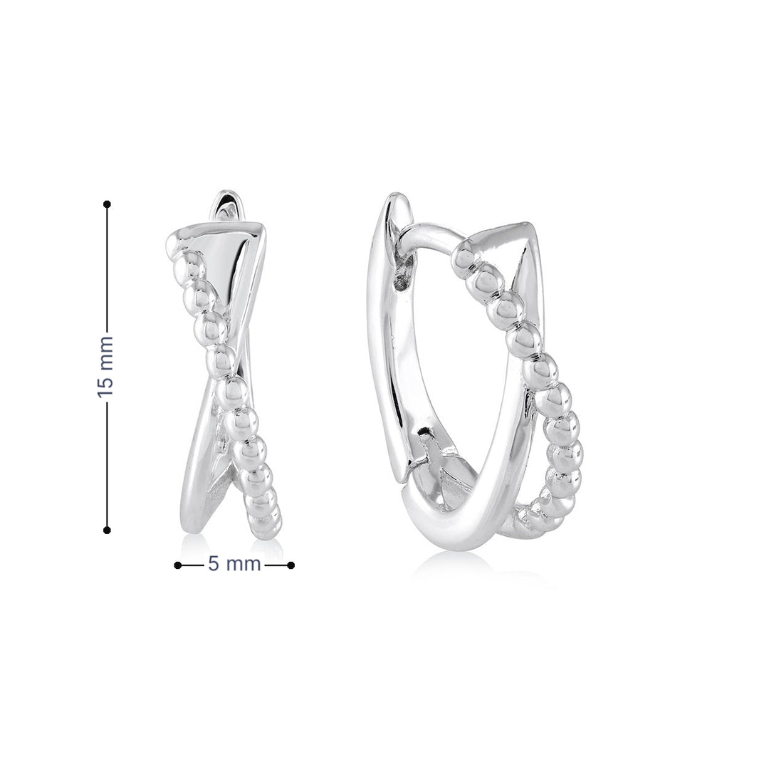 Beaded Crossover Huggie Earrings, 15MM