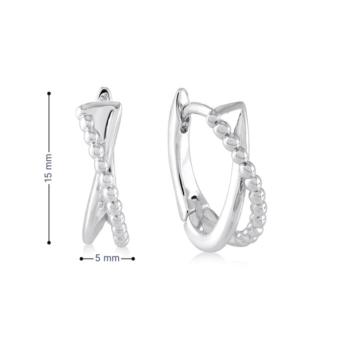 Beaded Crossover Huggie Earrings, 15MM