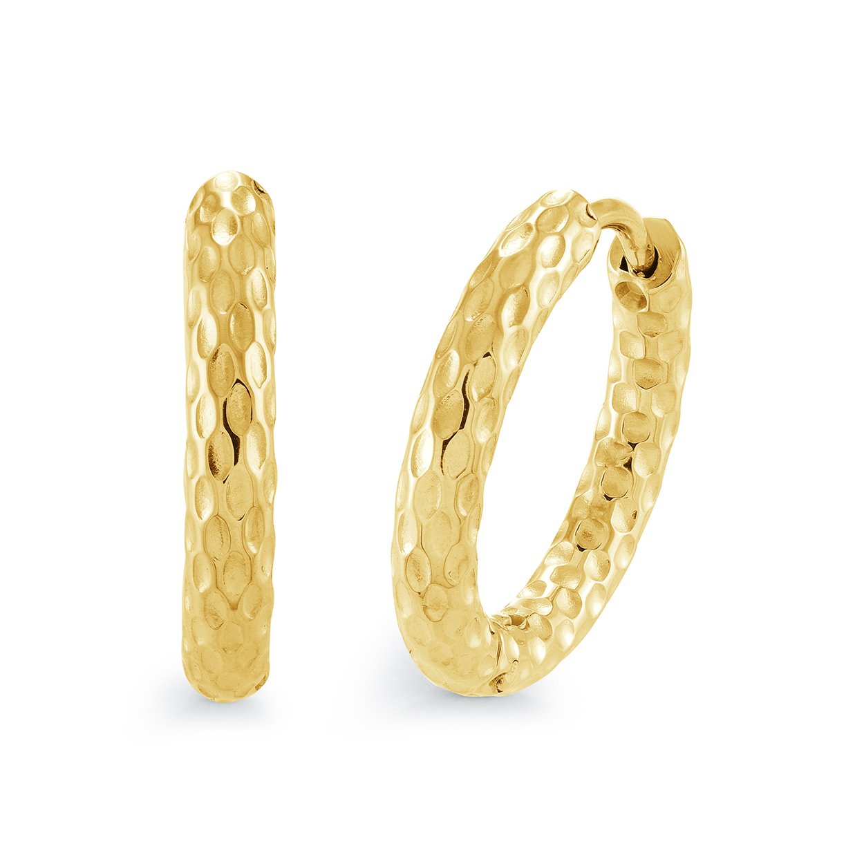 Veloria Gold-IP Hammered 17.5mm Hoop Earrings