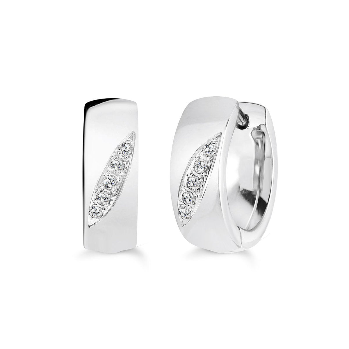 Stainless Steel White CZ Huggie Earrings: