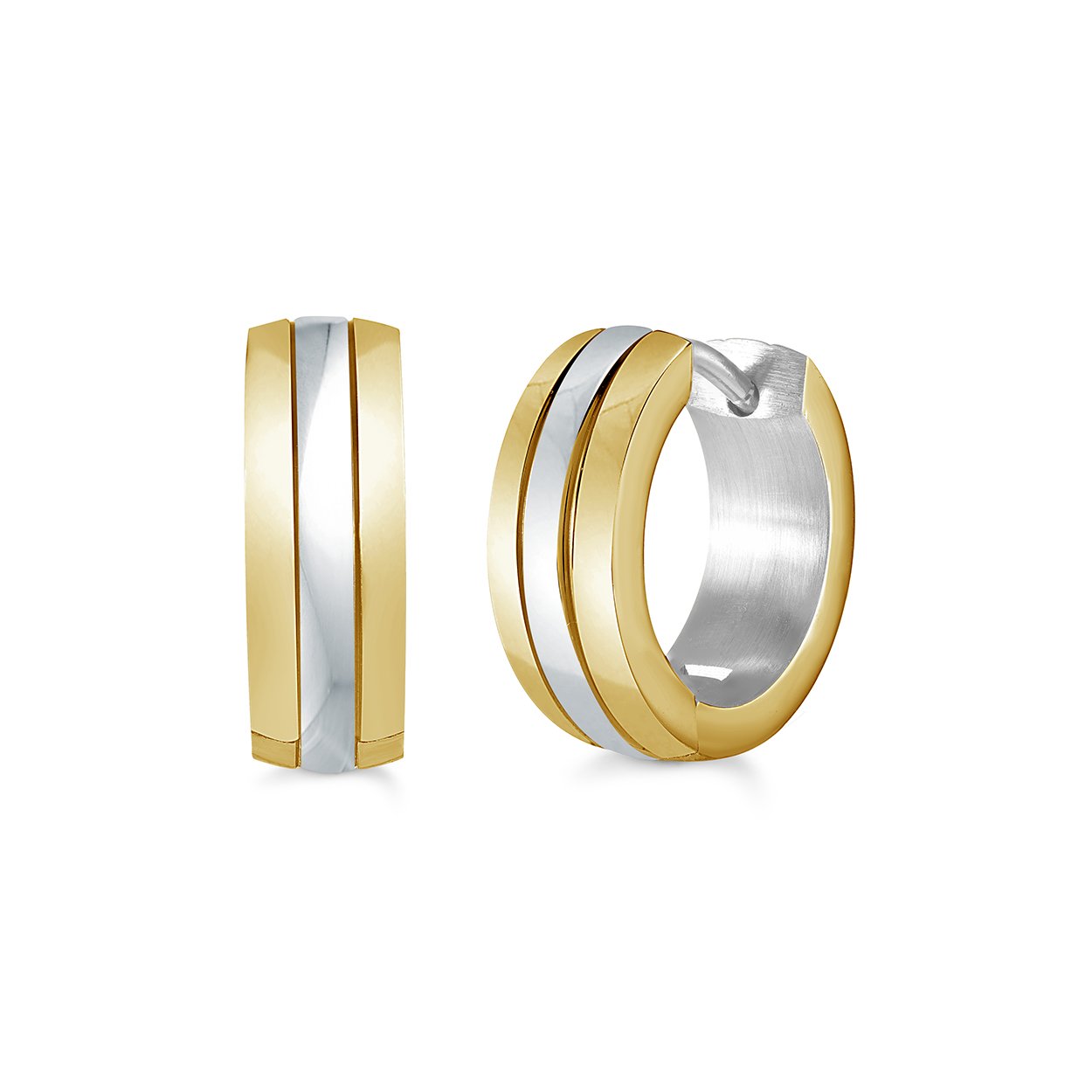 Two-Tone 13MM Huggie Earrings