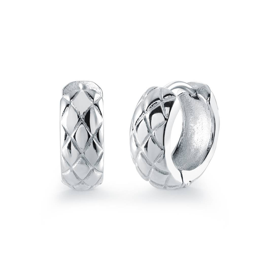 Quilted Look 14.9mm Huggie Hoop Earrings