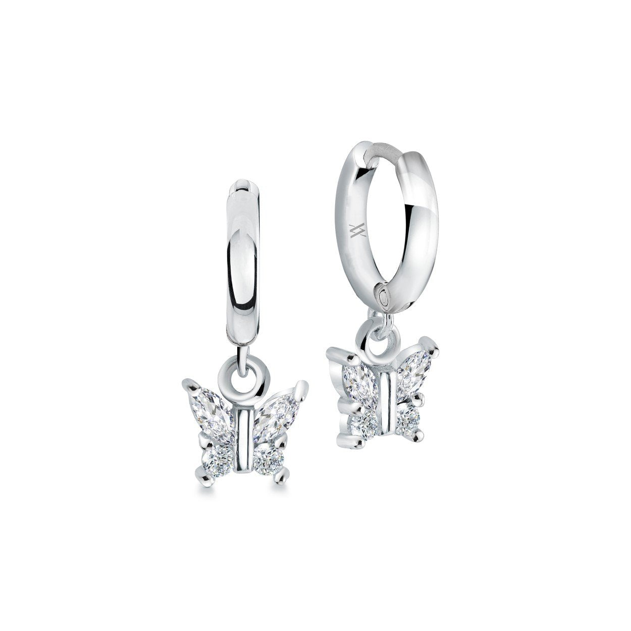Children Stainless Steel CZ Butterfly Hoop Earrings