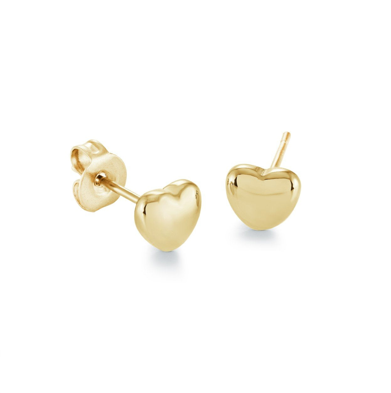Childrens Gold IP Puff Heart Stud Earrings