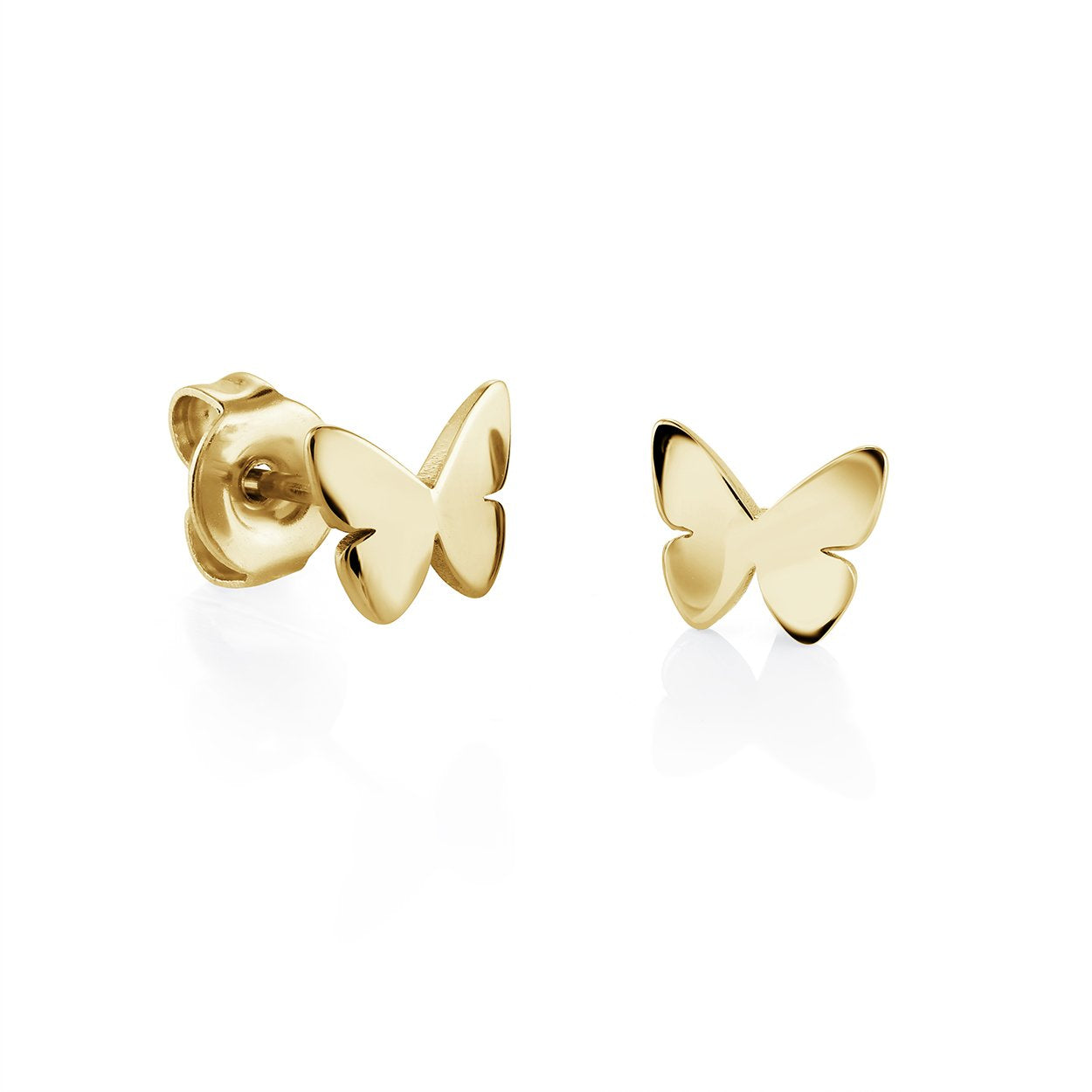 Childrens Gold IP Tiny Butterfly Stud Earrings