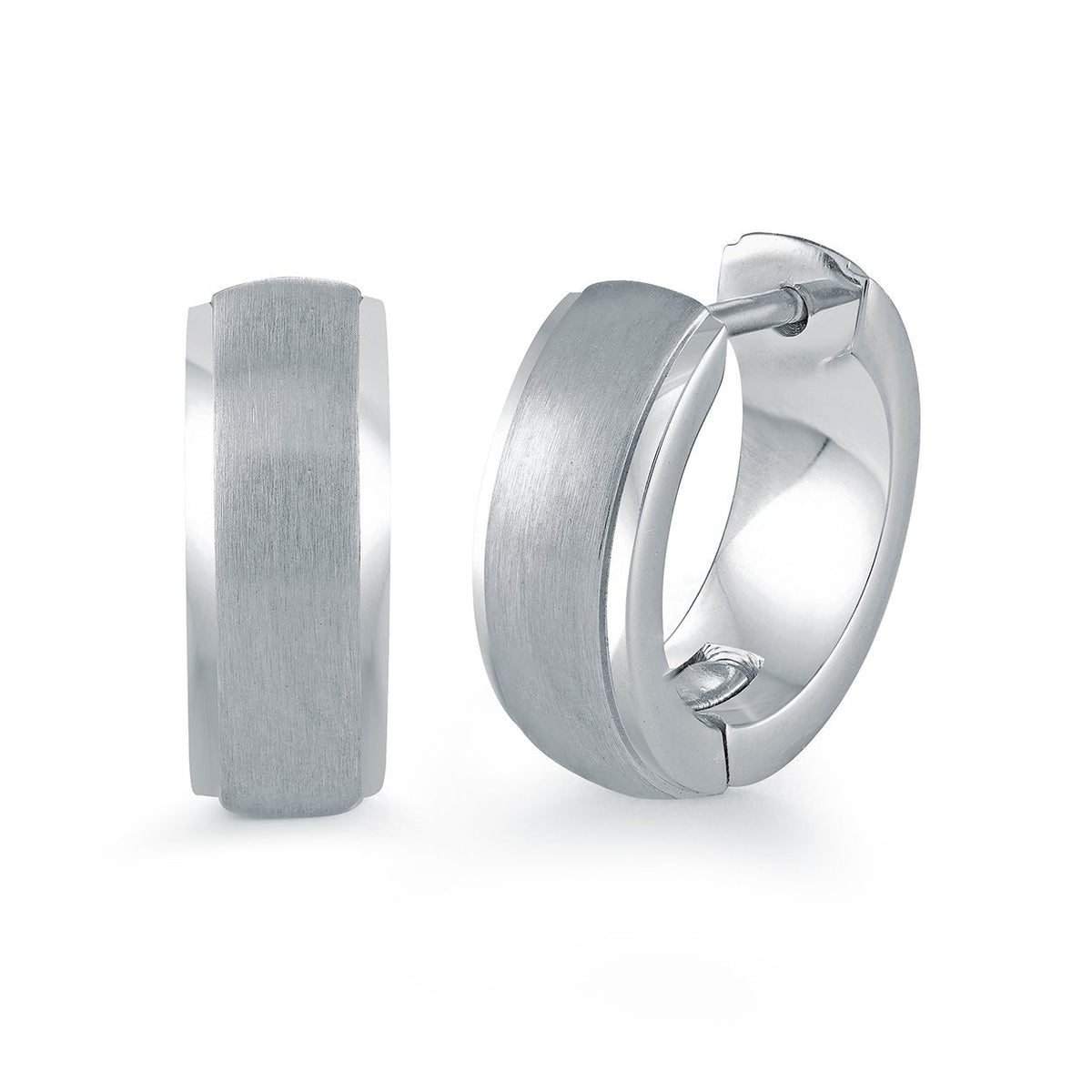 Dual Finish Satin Huggie Hoop Earrings