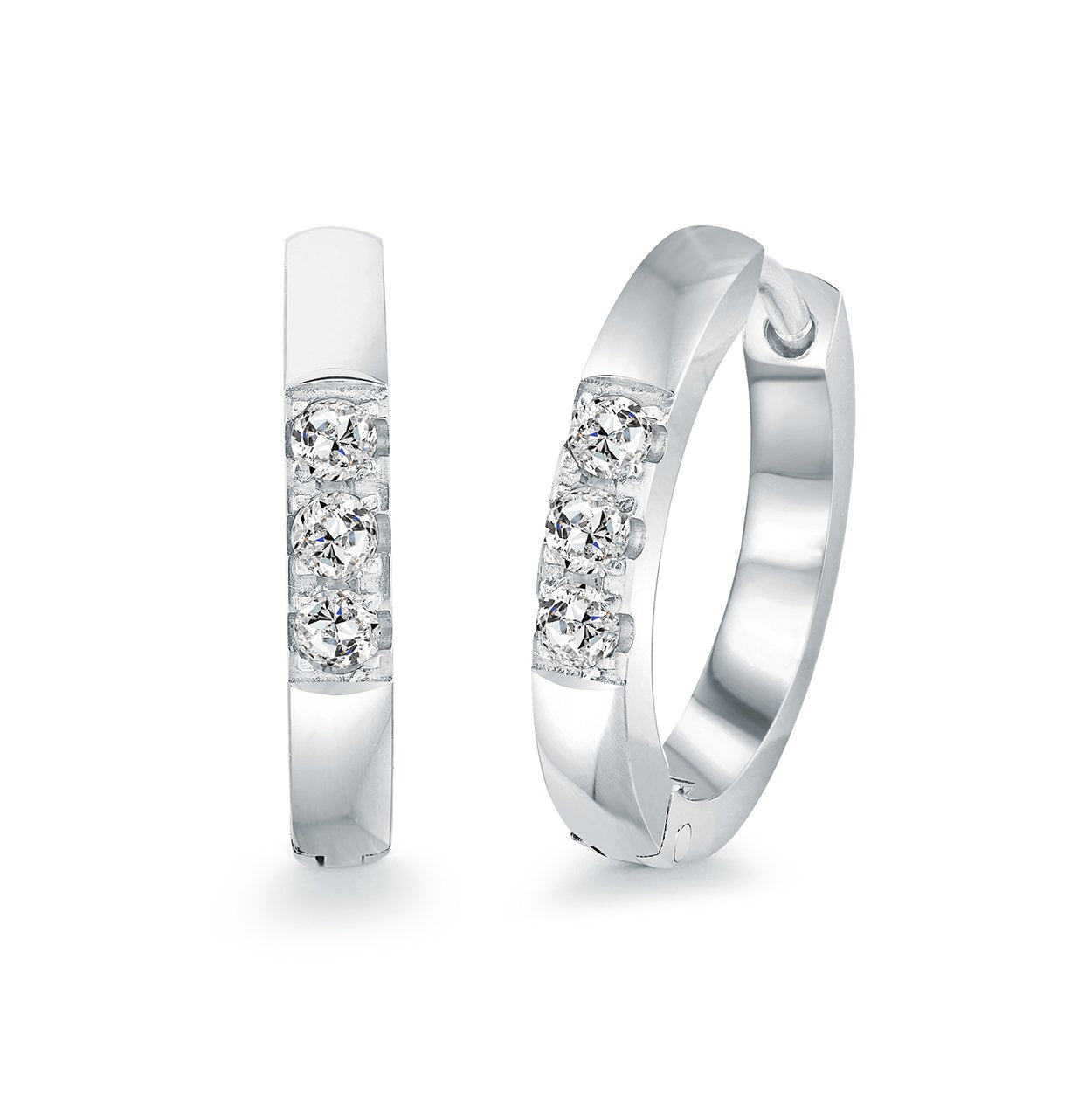 16MM Half-Eternity Huggie Hoop Earrings