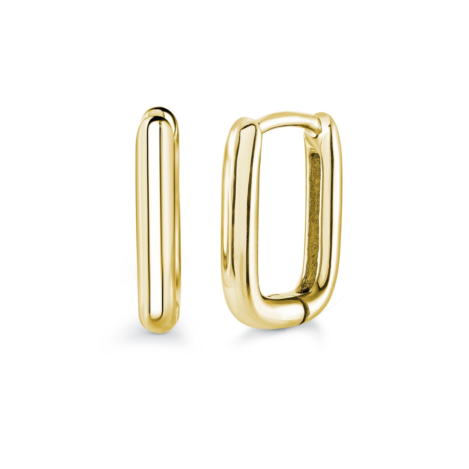Childrens Gold IP Rectangular Tube Hoop Earrings