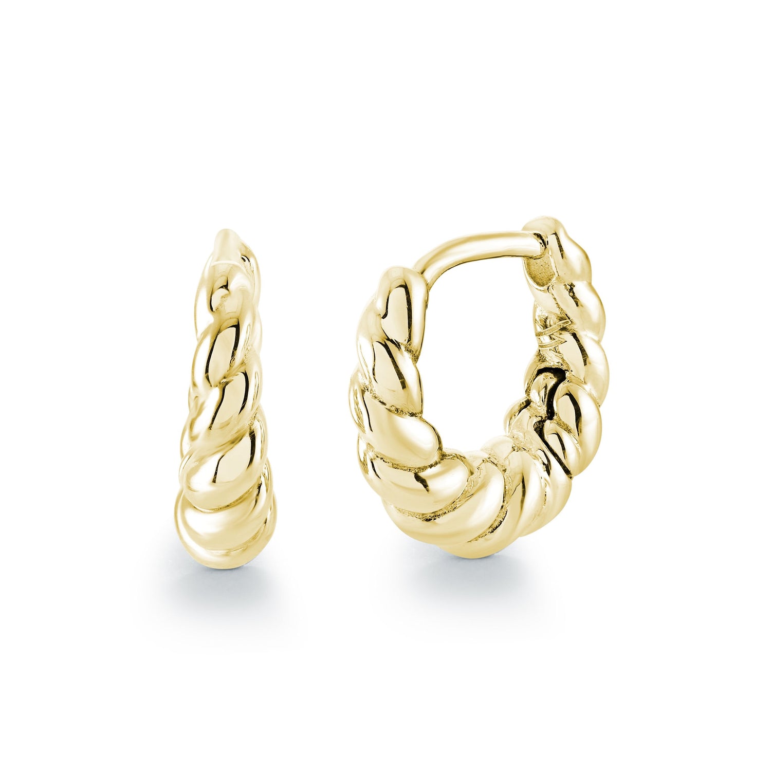 Childrens Gold IP Stainless Steel Textured Hoops