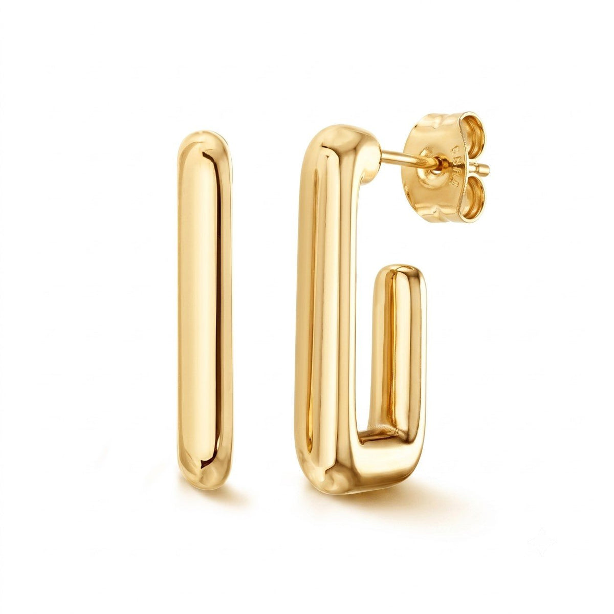 'J' Stud Backed Hoop Earrings