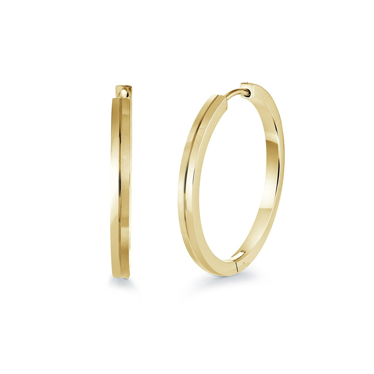 Large 30mm Etched Hoop Earrings with Center Line