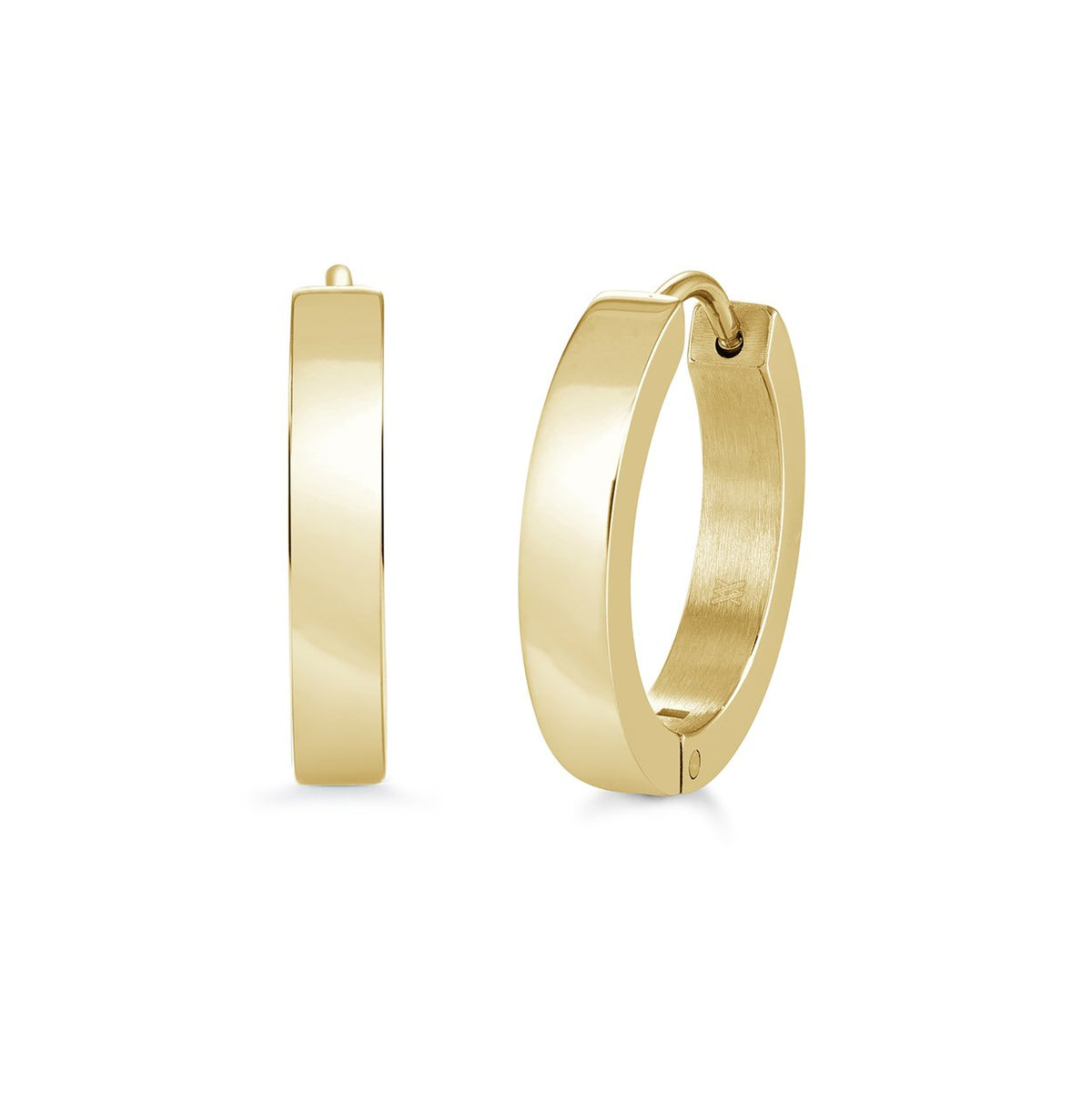 Flat Edge 17.5mm GP Huggie Hoop Earrings