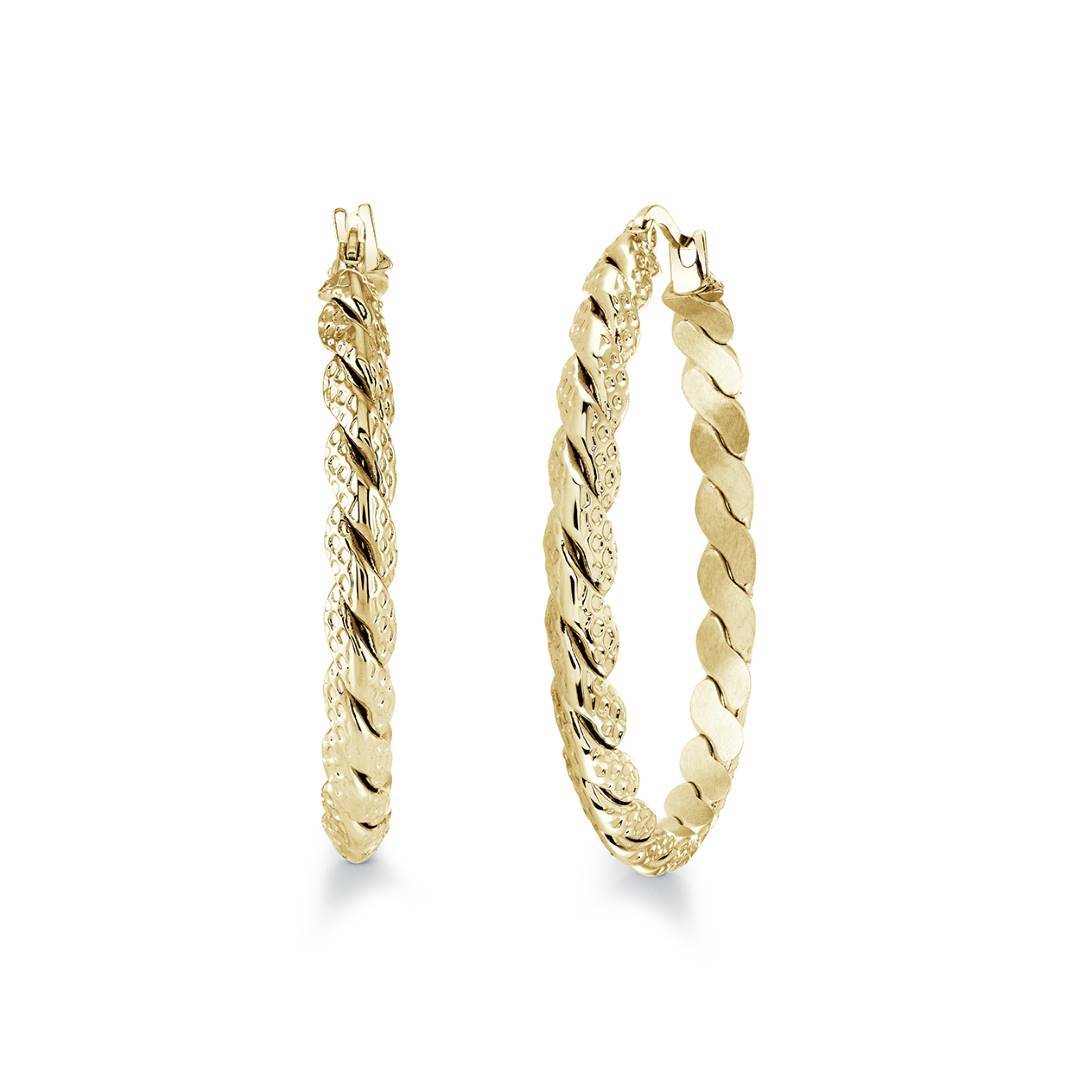 40mm Gold-Plated Large Diamond Cut Hoop Earrings