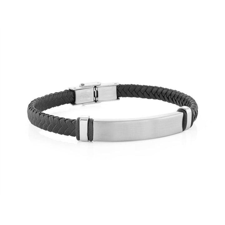 Steel & Leather 5.6MM Braided Bracelet, 8.0"