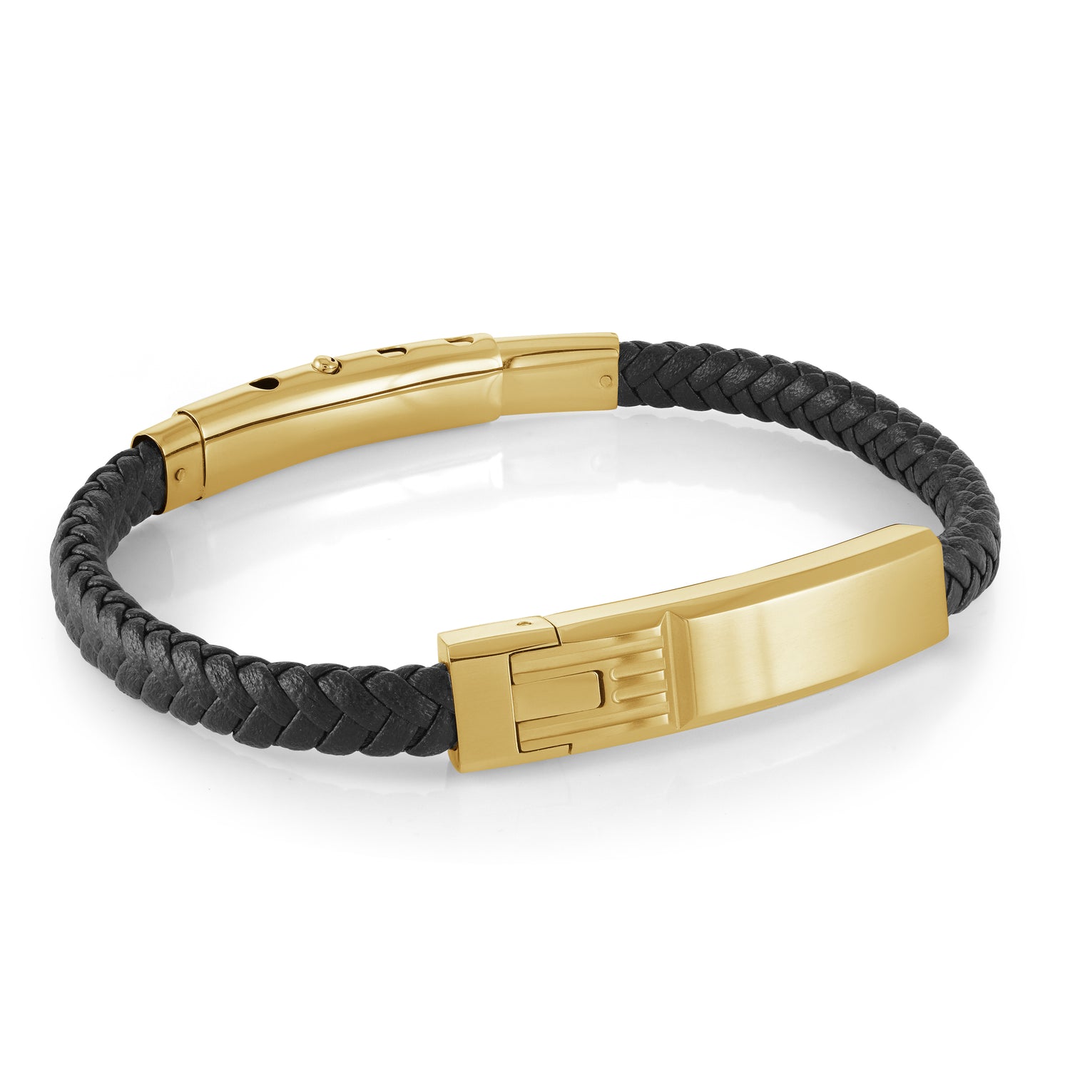 Italgem Steel Black Braided & Gold IP Plate & Clasp